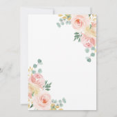 赤面ピンクフラワーズ&金ゴールドベビー初誕生日 招待状 (裏面)