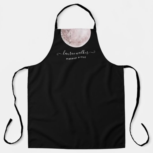 赤面ピンクフルムーンエレガントメイクアップアーティスト エプロン (正面)