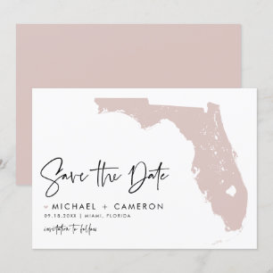 赤面ピンクフロリダのマップモダンミニマリストスクリプト セーブザデート