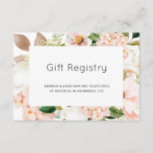 赤面ピンクフローラあじさい結婚さんのギフトレジストリ エンクロージャーカード (正面)