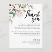 赤面ピンクフローラありがとう披露宴カード ポストカード (正面)