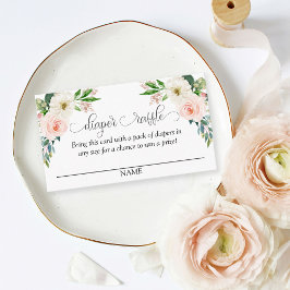 赤面ピンクフローラおむつラッフルスクリプト文字 エンクロージャーカード