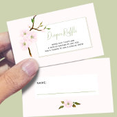 赤面ピンクフローラおむつラッフルチケットベビーシャワー エンクロージャーカード