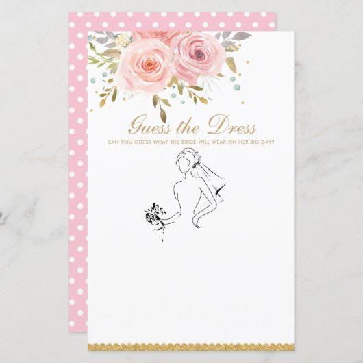 赤面ピンクフローラおもしろいブライダルドレスゲームを推測 (正面/裏面)