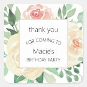 赤面ピンクフローラお気に入り感謝していステッカー スクエアシール (正面)