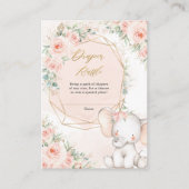 赤面ピンクフローラかわいいベビーゾウおむつラッフル エンクロージャーカード (正面)