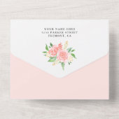 赤面ピンクフローラかわいい象の赤ちゃんシャワー オールインワン招待状 (裏面)