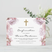 赤面ピンクフローラとクロス確認 招待状 (スタンド正面)