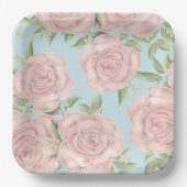 赤面ピンクフローラとブルー ペーパープレート (正面)