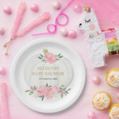 赤面ピンクフローラの白いカボチャ ペーパープレート (パーティー)