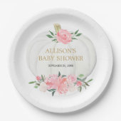 赤面ピンクフローラの白いカボチャ ペーパープレート (正面)