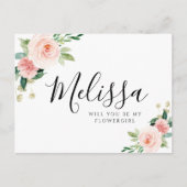 赤面ピンクフローラはフローラルカード ポストカード (正面)