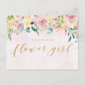 赤面ピンクフローラは私の花の女の子 インビテーションポストカード (正面)