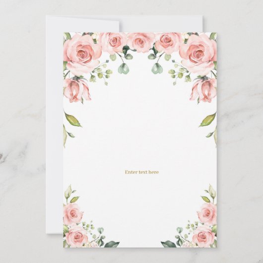 赤面ピンクフローラアスウィートワンファースト誕生日 招待状 (裏面)