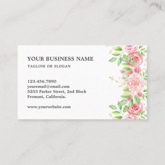 赤面ピンクフローラアンティーク実在鍵不動産業者 名刺 (裏面)