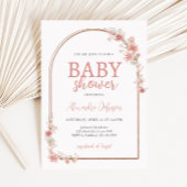 赤面ピンクフローラアーチベビーシャワー 招待状