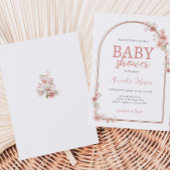 赤面ピンクフローラアーチベビーシャワー 招待状