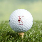 赤面ピンクフローライニシャルKモノグラム ゴルフボール (インサイチュ 木)