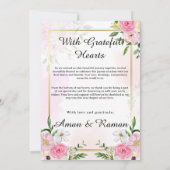 赤面ピンクフローラインディアン披露宴招待カード 招待状 (裏面)