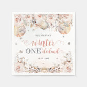 赤面ピンクフローラウィンターオネダーランドガール誕生日 スタンダードカクテルナプキン (正面)