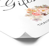 赤面ピンクフローラウェディングカードとギフトサイン ポスター (角)