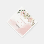 赤面ピンクフローラウォーターカラーバラ結婚ズナプキン スタンダードカクテルナプキン (角)