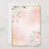 赤面ピンクフローラウォーターカラー金ゴールドキンセアニラ 招待状 (裏面)