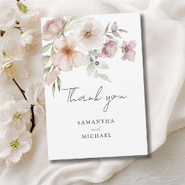 赤面ピンクフローラウォーター結婚カラー サンキューカード