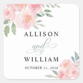 赤面ピンクフローラウォーター結婚カラー スクエアシール