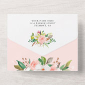 赤面ピンクフローラウッドキュートエレファントベビーシャワー オールインワン招待状 (裏面)