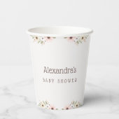 赤面ピンクフローラウッドランドフクロウ赤ちゃんシャワー 紙コップ (裏面)