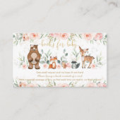 赤面ピンクフローラウッドランドブックスベイビーシャワー エンクロージャーカード (正面)
