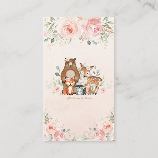 赤面ピンクフローラウッドランドベビーおむつラッフル エンクロージャーカード (裏面)