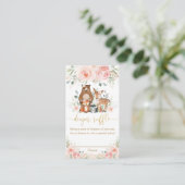 赤面ピンクフローラウッドランドベビーおむつラッフル エンクロージャーカード (スタンド正面)