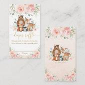 赤面ピンクフローラウッドランドベビーおむつラッフル エンクロージャーカード (正面/裏面)