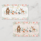 赤面ピンクフローラウッドランドベビーおむつラッフル エンクロージャーカード (正面/裏面)