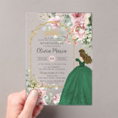 赤面ピンクフローラエメラルドキンセアニラスウィート16 アクリル招待状 (インサイチュ (ポータブル))