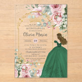 赤面ピンクフローラエメラルドキンセアニラスウィート16 アクリル招待状 (正面)