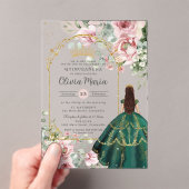 赤面ピンクフローラエメラルドキンセアニラスウィート16 15 アクリル招待状 (インサイチュ (ポータブル))