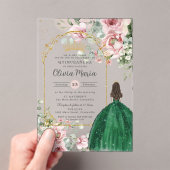 赤面ピンクフローラエメラルドキンセアニラスウィート16 15 アクリル招待状 (インサイチュ (ポータブル))