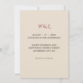 赤面ピンクフローラエレガントウェディング招待状 招待状 (裏面)