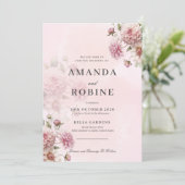 赤面ピンクフローラエレガントウェディング招待状 招待状 (スタンド正面)
