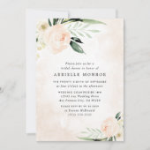 赤面ピンクフローラエレガントガーデンブライダルシャワー 招待状 (正面)