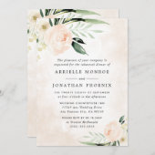 赤面ピンクフローラエレガントガーデンリハーサルディナー 招待状 (正面/裏面)