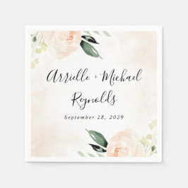 赤面ピンクフローラエレガントシャンパン庭園の結婚式 スタンダードカクテルナプキン