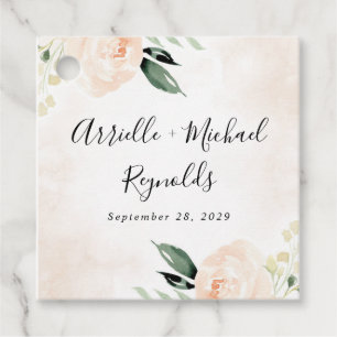 赤面ピンクフローラエレガントシャンパン庭園の結婚式 フェイバータグ