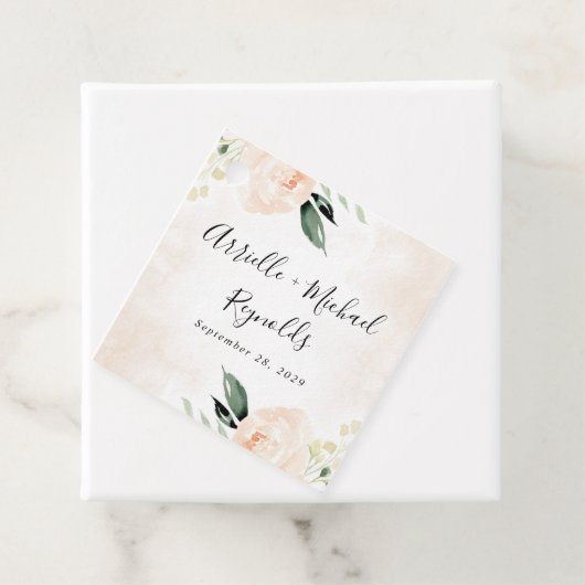 赤面ピンクフローラエレガントシャンパン庭園の結婚式 フェイバータグ (インサイチュ)