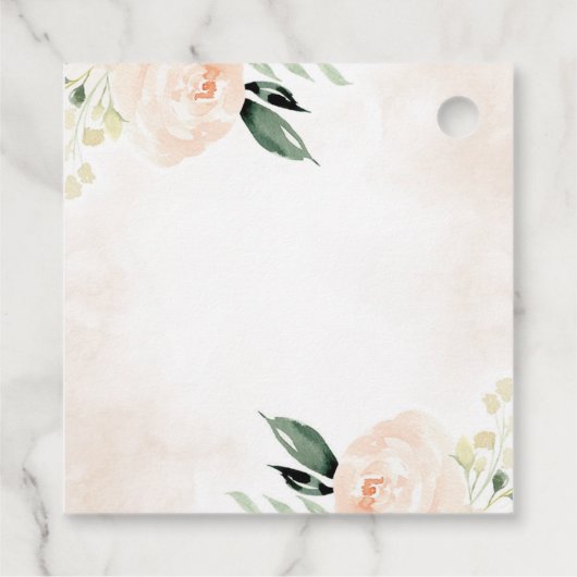 赤面ピンクフローラエレガントシャンパン庭園の結婚式 フェイバータグ (裏面)