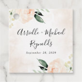 赤面ピンクフローラエレガントシャンパン庭園の結婚式 フェイバータグ (正面)