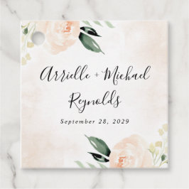 赤面ピンクフローラエレガントシャンパン庭園の結婚式 フェイバータグ